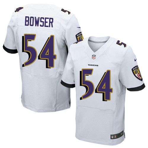 Men Baltimore Ravens 54 Tyus Bowser Nike White Elite Player NFL Jersey
